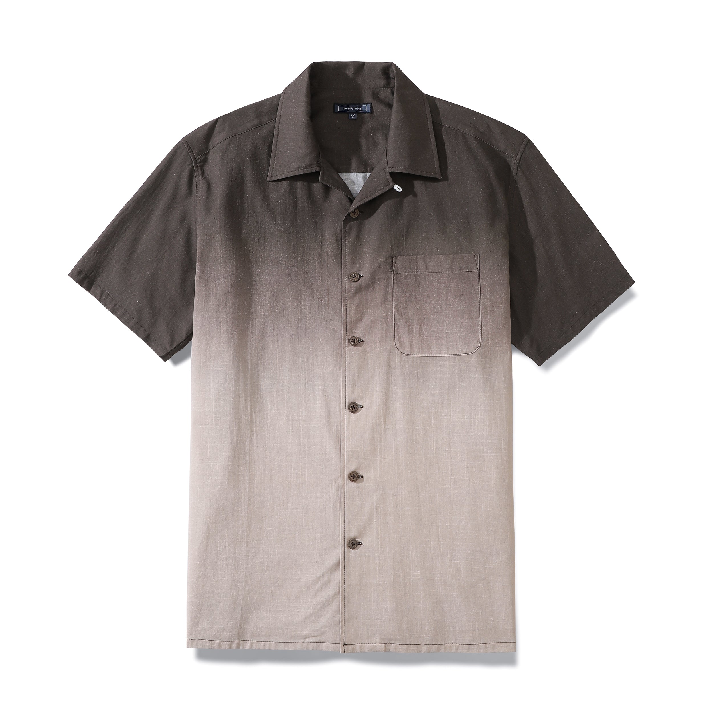 Men's Aloha Shirt Cotton Short Sleeve Brown Gradient Camp Collar Coconut Buttons